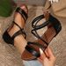 Cross-border 2025 Women's Back-zip With Woven Thin Straps, Flat-soled, European And American Large Size, Open-toe,_vogvips.com
