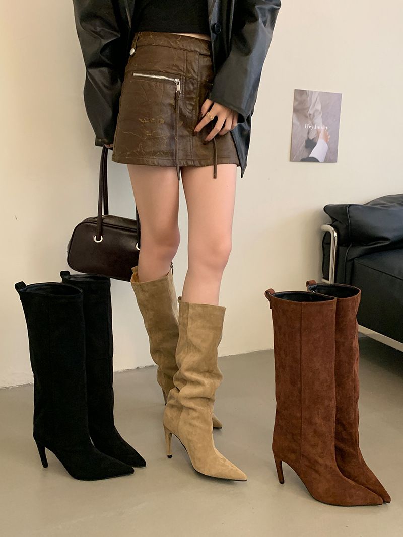 Women's Shoe Fashion Pointed High Boots Simple Temperament All Match High Heel Boots Long Boots Women_vogvips.com