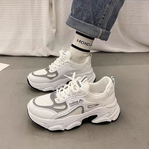 Daddy Shoes For Women New Lightweight Style Breathable Mesh Student Sports Shoes Versatile Casual White Shoes_vogvips.com