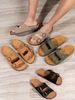 Men's Teen Mules New Spring/Summer Vintage Casual Slip-On Shoes Pu Upper Double-Strap Half-Slip Flat Sandals With Adjustable Buckle_vogvips.com