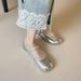 Flat Single Shoes Women's Summer Ballet Shallow Mouth With Skirt Rhinestone Word Belt Mary Jane Shoes_vogvips.com