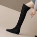 Post-Apocalyptic Style Over-the-Knee Long For Women 2024 Autumn Winter New Fashion Slim Pointed Toe Hidden Heel Boots_vogvips.com
