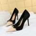 Women S Banquet High Stiletto Heels Shallow Mouth Color Matching Pointed Metal Chain Decoration Women Shoes_vogvips.com
