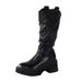 Women's Shoes With Embroidered Metal Height Enhancing Long Boots For Small People, Thick Soled And Not Above The Knee Knight Boots_vogvips.com