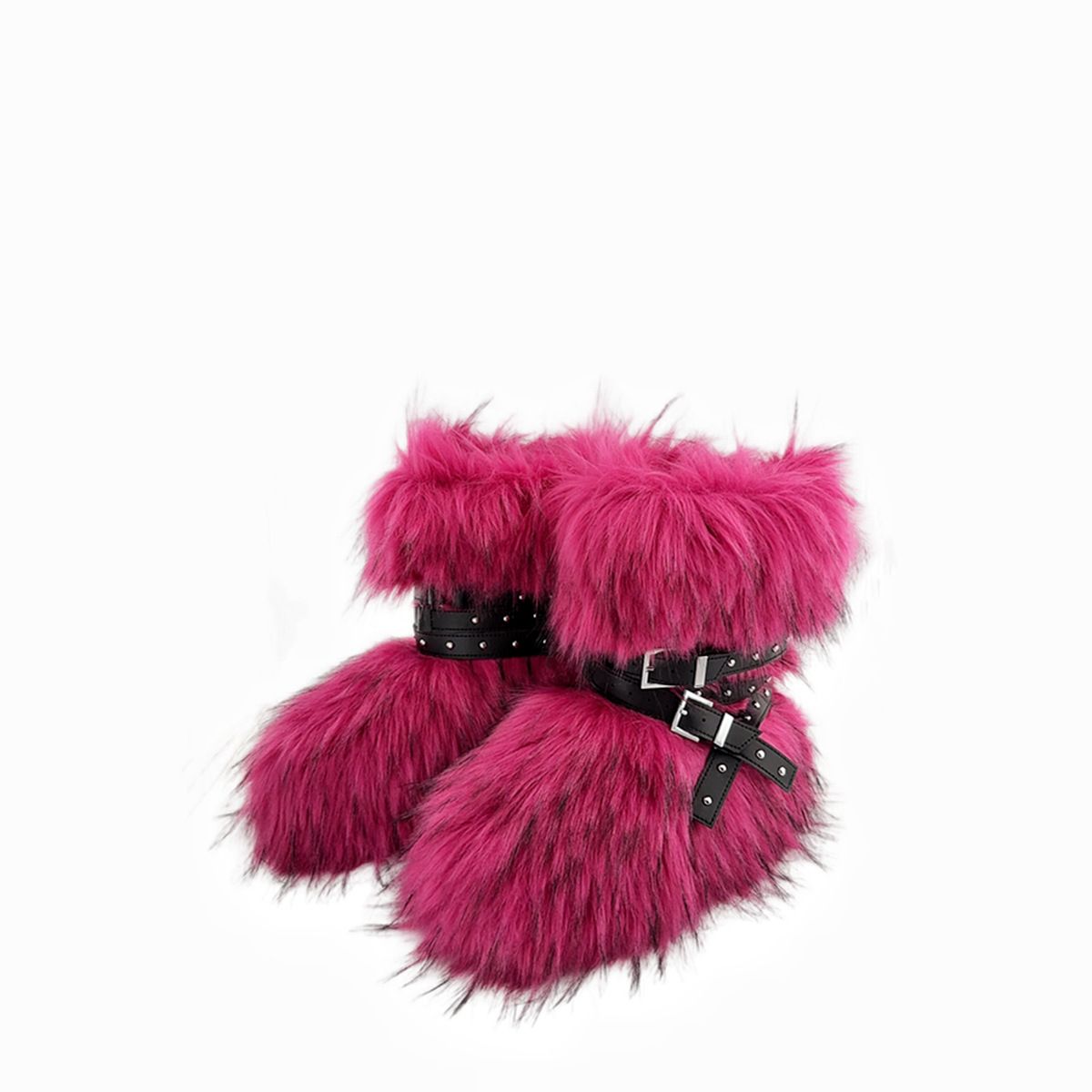 Y2K Punk Platform Snow Boots With Studs & Lace-Up Design - Warm Faux Fur Lined Anti-Slip Winter Boots For Streetwear Fashion_vogvips.com
