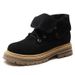 Thick-Soled Martin For Women, Yellow 2022 Autumn New Suede Leather Ankle Boots, Fashion Lace-Up Bucket Work Short Boots_vogvips.com