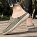 Casual Slip On Mens Shoes Outdoor Walking Comfortable Canvas Slippers Korean Trend Baotou Half Drag Slides Zapatillas_vogvips.com