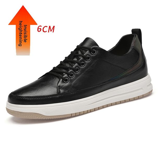 Board Shoes Inner Height Increase Cowhide Breathable Leather Sot Sole One Pedal Casual Shoes_vogvips.com