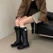 Niche Design Women's High-Top Sports 2026 Early Autumn New Versatile Square-Toed Long Boots, Retro Lace-Up Riding Boots_vogvips.com