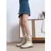 Gravity Is Popular This Year With Martin Thick Heels, Pleated Round Toe, Mid Top Boots, Beige British Style Short Boots_vogvips.com