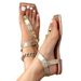 Women's Slippers, Simple Home Slip On, Fashionable And Comfortable, Champagne Color, Lace Up Decoration, Square Toe Flat Slippers For Women_vogvips.com