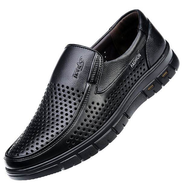 Suitable For All Seasons Mingfu Sandals Genuine Leather Hollow Breathable Hole Men's Soft Sole Top Layer Cowhide Casual Dad Shoes_vogvips.com