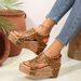 2025 New Plus Size Shoes With Sloping Heel, Thick Sole, Fish Mouth, Women's Sandals, Hollowed Out Casual Velcro, Roman_vogvips.com