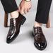 Euro Step Top Layer Cowhide British Style Business Formal Genuine Leather Brogue Shoes Men's Crocodile Pattern_vogvips.com