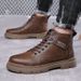 European Warm Series British Style Korean Version Mid-Top Work Leather Winter Fleece-Lined Martin Boots Men's High-Top Trendy Warm Cotton_vogvips.com