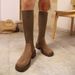 Women's Suede Elastic Sock Boots Breathable Flyknit Slimming High Boots plus Size Thick Sole Autumn New Style_vogvips.com