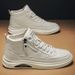 Spring New Breathable And Anti Slip High Top Chef Men's Fashion Versatile Black Leather Casual Shoes, Board Shoes_vogvips.com