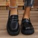 New Patent Leather Glossy Fringe Thick Soled Retro Loafers Plus Size Casual Shoes_vogvips.com