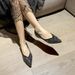 Weiwei Girls Flat Peas Shoes Soft Bottom Shallow Mouth Pointed Toe Rhinestone Sequins Large Size Women's Footwear 658 88_vogvips.com