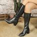 326-81 Pointed, Long Tube, Thick Heel, Casual And Fashionable Western Cowboy Walking Style Women's Boots_vogvips.com