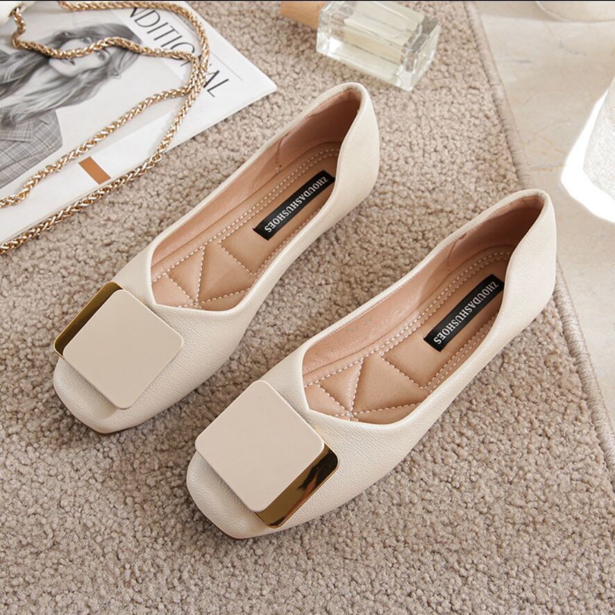 Flat Single For Women 2024 New Versatile Shallow Slip-On French Retro Grandma Gentle Style Evening Women's Shoes_vogvips.com