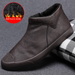 Euro Step 2025 Winter New Men's Fleece Lined Warm Leather Casual Korean Style Trendy Slip-on High-top Shoes_vogvips.com