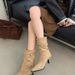 Women's Chic Pointed Toe Stiletto Heel Suede Ankle Boots With Buckle Strap For Elegant And Stylish Look Skinny Short Boots Women's Buckle Strap_vogvips.com