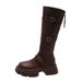 Trendy Black Over-the-Knee Slimming Thick-Soled For Women 2025 New Autumn Chunky Heel Short Boots_vogvips.com