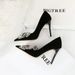 9511-H29 Banquet Thin Ultra High Heels, Suede, Shallow Mouth, Pointed Water Diamond Bow, Single Shoes For Women_vogvips.com