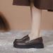 Inside And Outside Real Soft Leather Loafers Women's Small Leather Shoes Platform Sole One Pedal Jk Single Shoes_vogvips.com