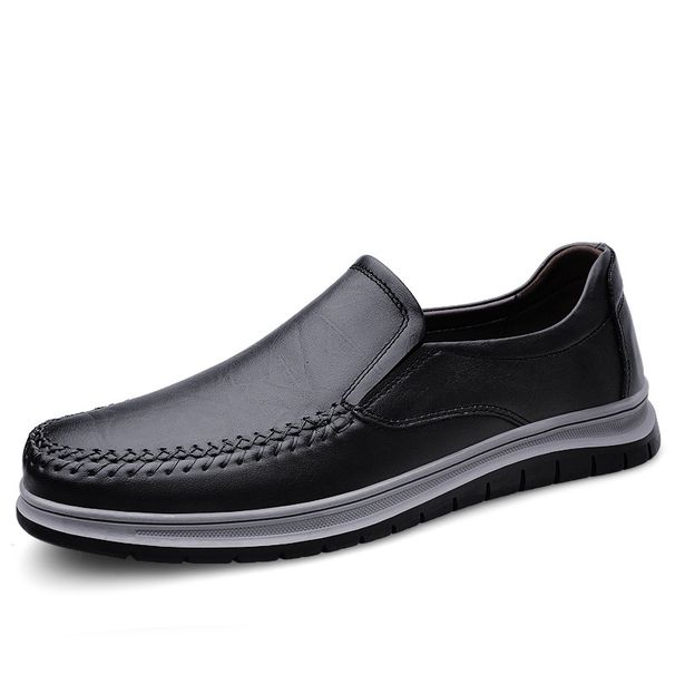 Men's Shoes Casual Leather Shoes Low-top Foot Cover Leather Surface Casual Shoes Men's Single Shoes_vogvips.com