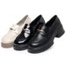 Plus-size Round-toe Thick-soled Loafers For Women, Summer Soft Leather British Retro Platform Shoes, Chunky Heel Black_vogvips.com