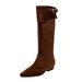 2025 New Style Ruched Slouchy Over-the-Knee Chunky Heel Long Women Belt Buckle High Tube Riding Boots_vogvips.com