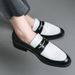 Large Size 2025 Spring Black And White Color Blocked Leather For Men, One Foot Stepping Loafers, British Business Casual_vogvips.com