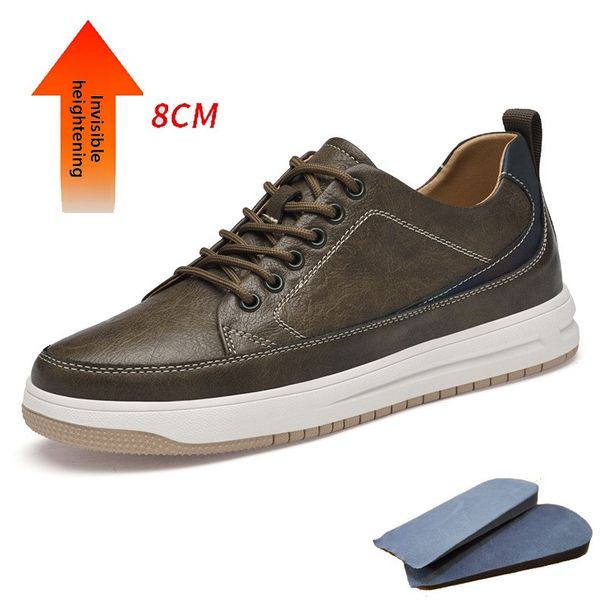 Board Shoes Inner Height Increase Cowhide Breathable Leather Sot Sole One Pedal Casual Shoes_vogvips.com