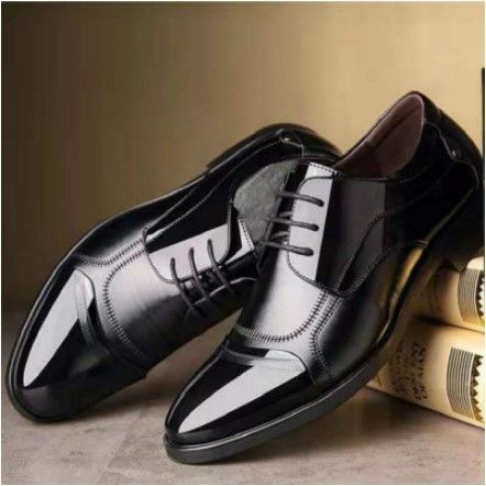 Formal men's leather shoes men's pointed black British business Youth increased casual shoes breathable soft a generation of hair_vogvips.com