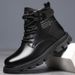Men's High-Top Waterproof PU Leather Boots With Warm Fleece Lining, Anti-Slip Rubber Sole, Casual Round-Toe Winter Boots Non Slip Casual All Match_vogvips.com