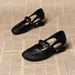 4cm Genuine Soft Leather French Hollow-out Summer Women's Shoes, Breathable And Stylish, Woven Round-toe, Single-strap,_vogvips.com