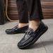 Crocodile Patterned Bean 2025 New Casual Leather Shoes Men's British Fashion Formal Korean Version Business_vogvips.com