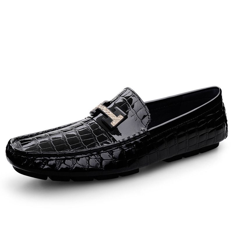 Loafu Single Shoes, Crocodile Pattern Men's Feet, Formal Men's Shoes, Doudou Leather Shoes_vogvips.com
