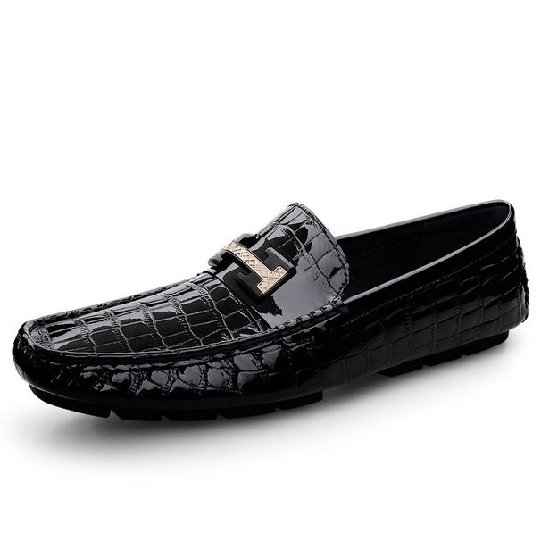Loafu Single Shoes, Crocodile Pattern Men's Feet, Formal Men's Shoes, Doudou Leather Shoes_vogvips.com