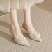 Niche Design Closed-Toe For Women With Rhinestone Flowers, Outdoor Thin High Heels, Single Shoes, Comfortable Open-Back_vogvips.com