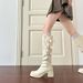 White Slouch For Women 2025 Autumn Winter New Long Heel Over-the-Knee Thick Sole Slim Boots_vogvips.com