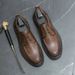 Fashionable Men's New British Black Business Formal Wear Derby Shoes Lace-up Leather British Brown Banquet Dress Wedding Leather Shoes_vogvips.com
