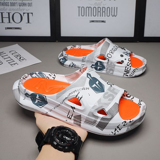 New Fashion Men Slippers Print Men Slides Male Summer Shoes Thick Sole Comfortable Home Outdoor Stylish Massage Shoes Hot Sale_vogvips.com