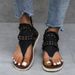Women's Shoes New Toe Canvas Sandals Women Large Size Rivet Beach Roman Sandals_vogvips.com