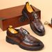 New Fashion Men's British Black Business Casual Loafer Shoes Daily Driving Office Leather Shoes One Foot Pedal Lazy Brown Banquet Dress Wedding Men's_vogvips.com