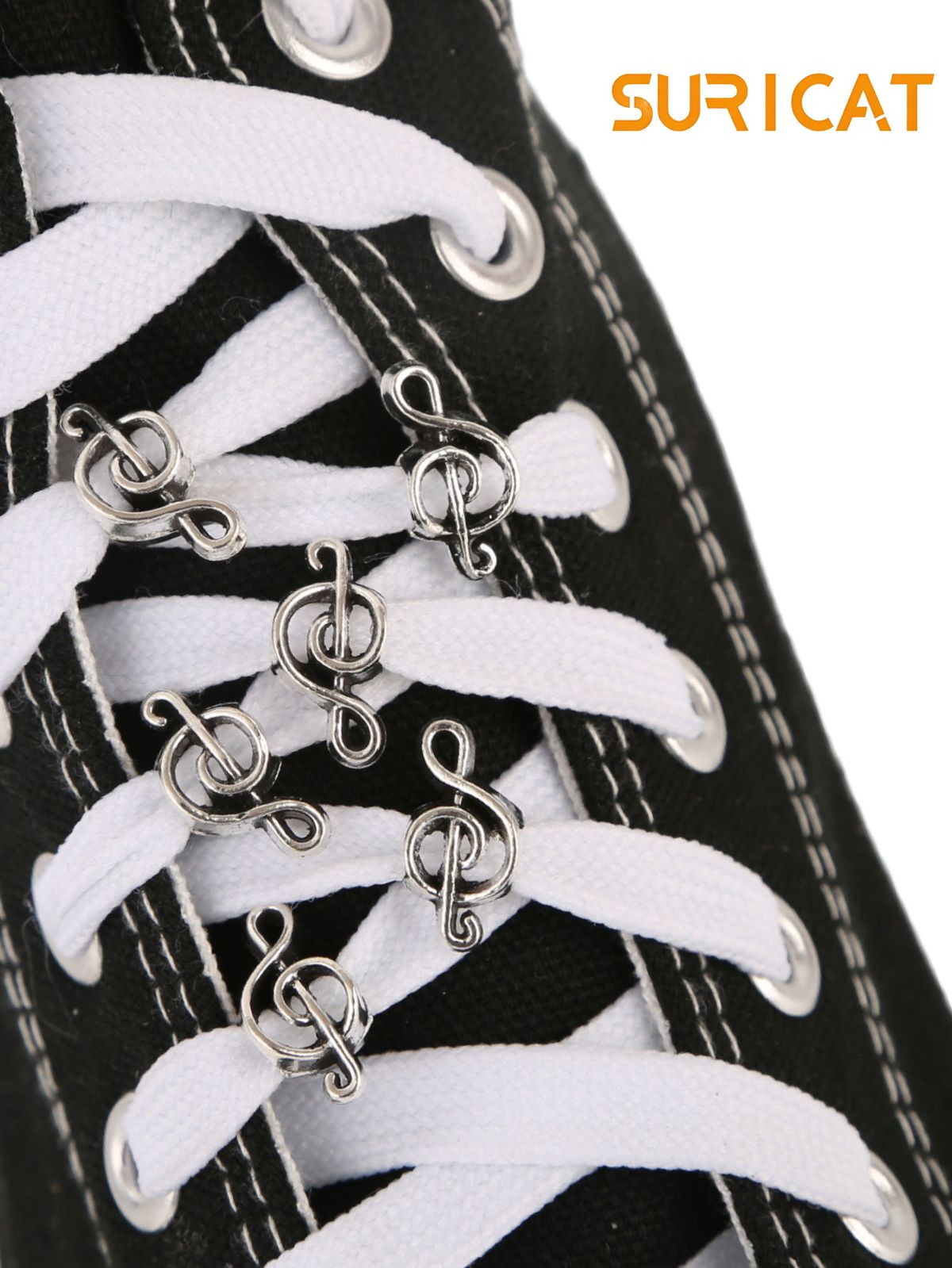 6-piece Gothic Hip Hop Musical Note Double-Sided Decorative Accessories Set, DIY Home Decor And Crafts, Shoe DIY Decorations, Halloween_vogvips.com
