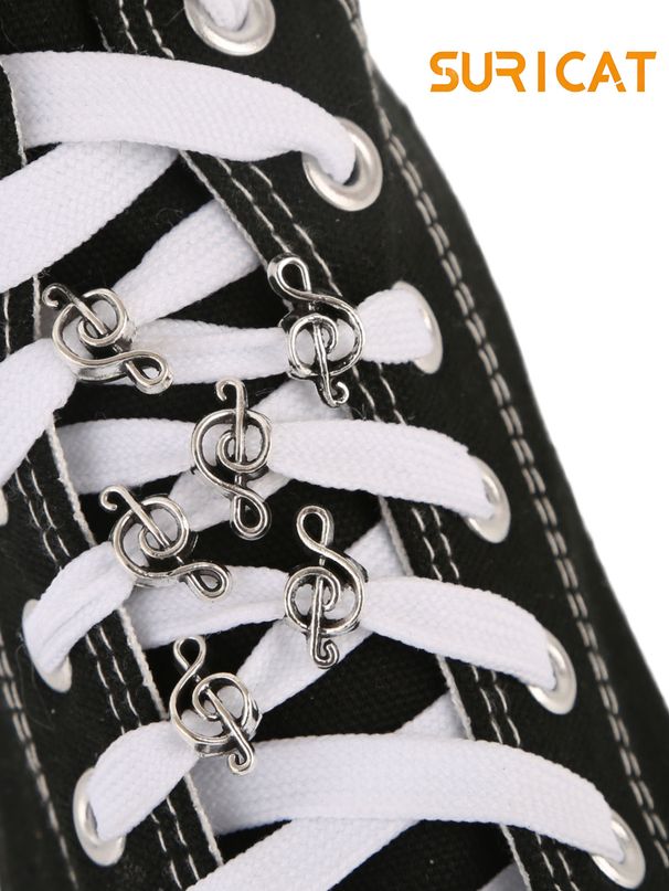 6-piece Gothic Hip Hop Musical Note Double-Sided Decorative Accessories Set, DIY Home Decor And Crafts, Shoe DIY Decorations, Halloween_vogvips.com