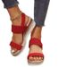 Plus Size Women's Summer New Peep Toe Flat Sandals Elastic Slip On Thick Sole Wedge Heel Sandals For Ladies_vogvips.com